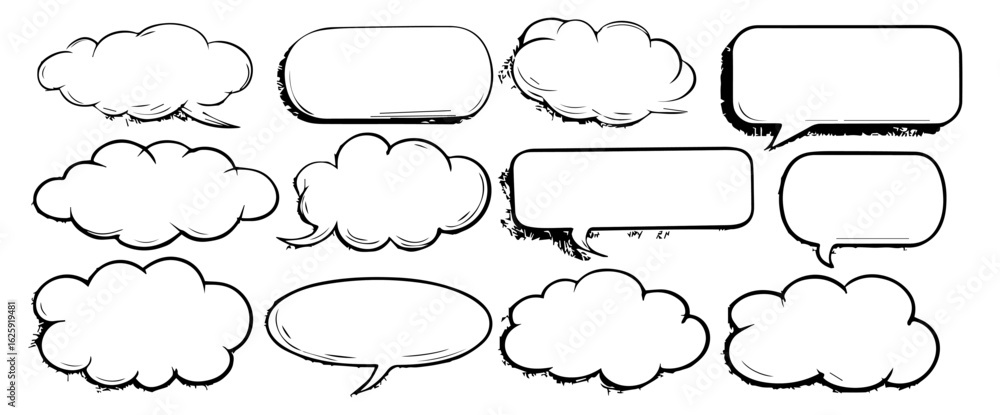Obraz premium Speech Bubbles & Callouts, Sketch Vector Set