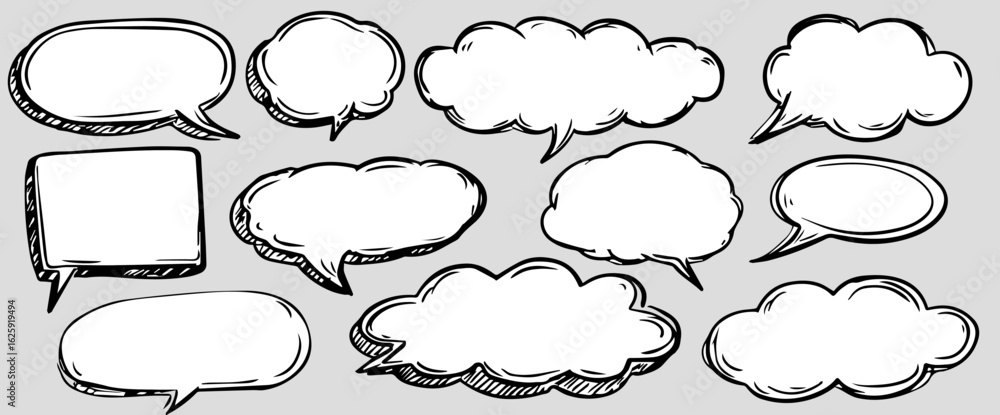 Fototapeta premium Speech Bubbles & Callouts, Sketch Vector Set