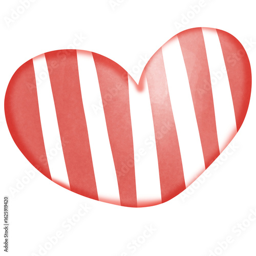 Red heart with simple white vertical stripes