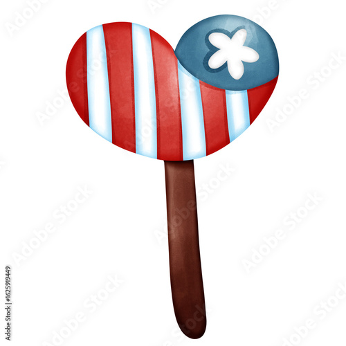 Red White Blue Striped Heart Lollipop