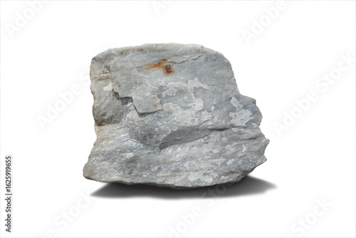 Raw specimen of blue limestone isolated on white background. Marble – Metamorphic limestone.