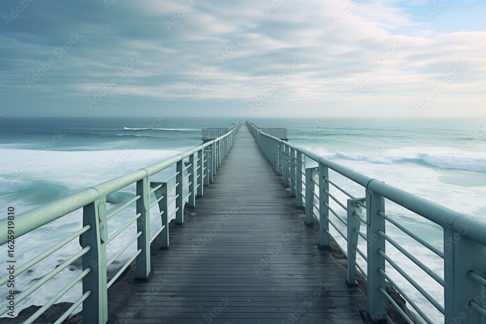 Fototapeta premium Light blue and light green beach walkway