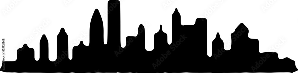 Obraz premium City Skyline, Urban Silhouette, Cityscape Art, 