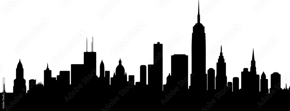 Obraz premium City Skyline, Urban Silhouette, Cityscape Art, 