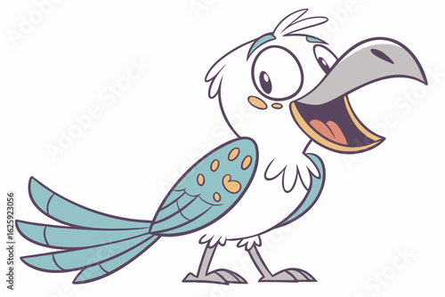 Friendly cartoon roc bird, Arabian myth, giant bird in vector style, flat color design, happy eyes