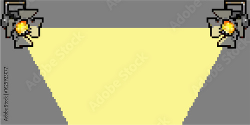 Pixel stage lamp background vector for entertainment, performance, and creative design. Ideal for illustrating retro games, concerts, and theater themes.
