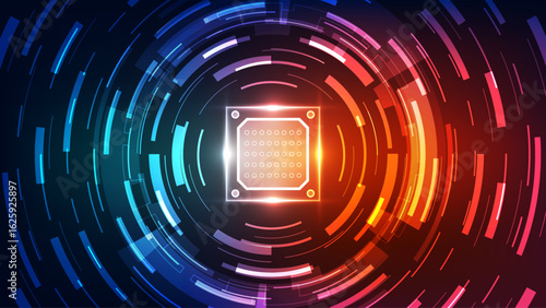 Colorful Futuristic Microchip Technology Background