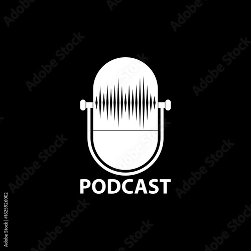 Podcast logo icon isolated on black background