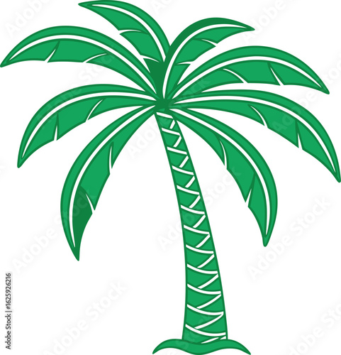 Vibrant green palm tree illustration with white accents