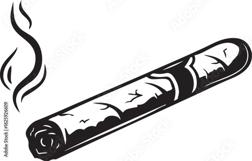 Vector art of vintage cigar with smoke vector illustration isolated on white background