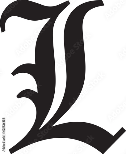 Vector art of vintage letter l isolated on white background for decoration and design