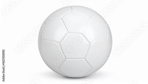 Classic white soccer ball with stitched hexagon and pentagon panel design. Isolated on transparent background