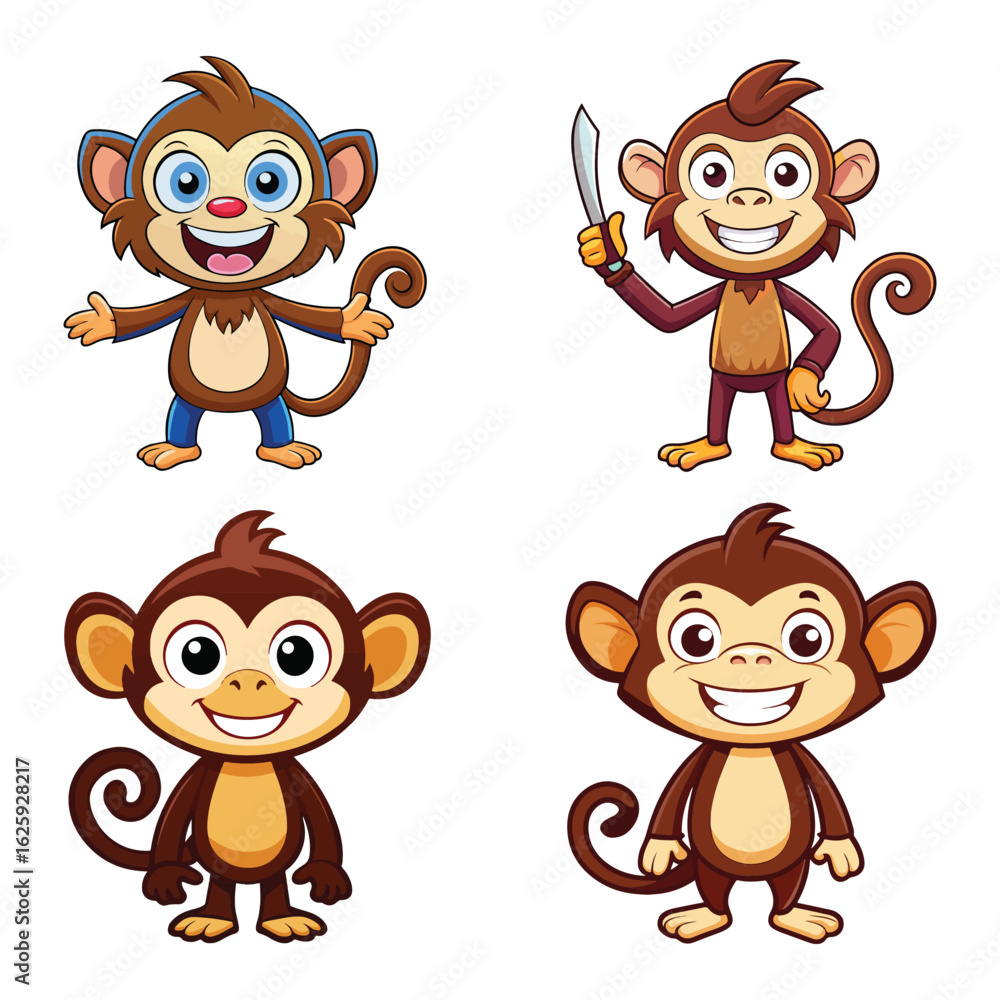 Naklejka premium A funny vector monkey illustration 