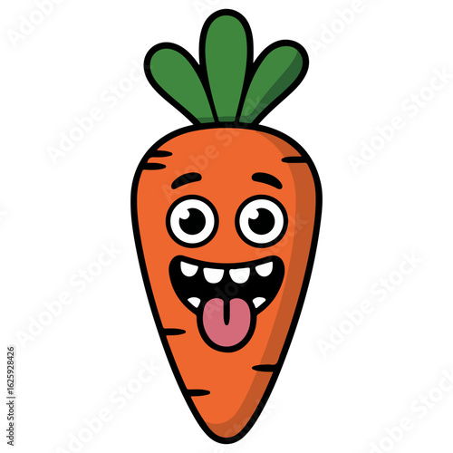 carrot with a silly face and a tongue sticking out Transparent png isolated vector