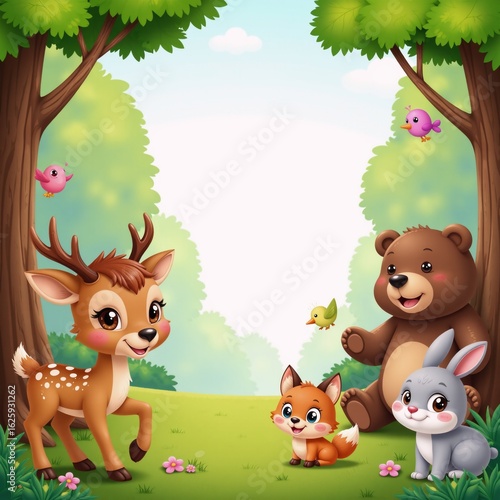 animals in the woods illustration