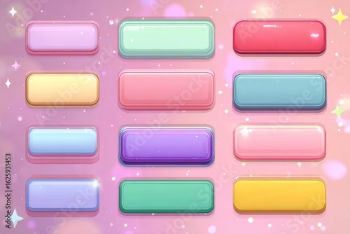 Wallpaper Mural A creative display featuring a colorful assortment of shiny gel-like squares on a light background Torontodigital.ca