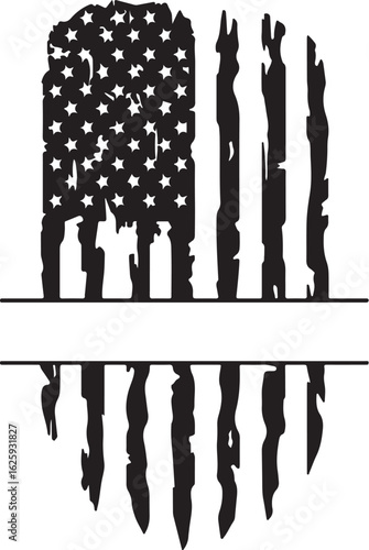 Vector art of distressed american flag emblem isolated on white background