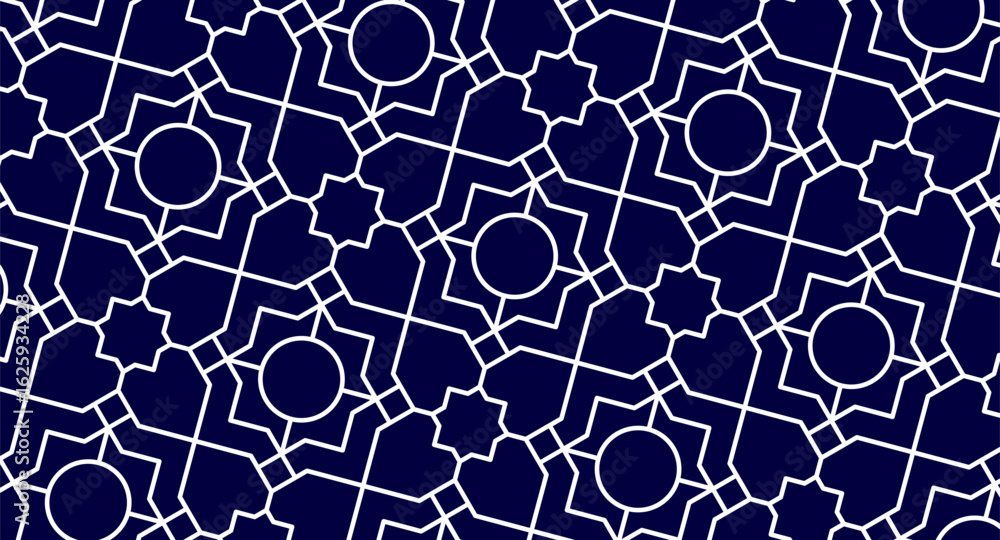 Obraz premium Geometric Floral Tilework – Elegant Decorative Surface Pattern for Interior & Design Projects