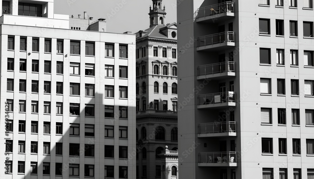 Fototapeta premium Urban Architectural Contrast Modern and Traditional Styles