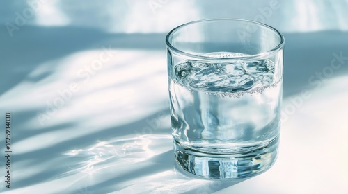 Wallpaper Mural Glass of water with collagen powder slowly dispersing, cloudy swirls forming, placed on clean tabletop Torontodigital.ca