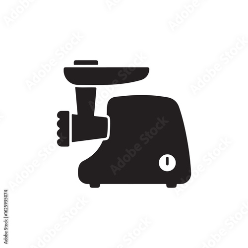 Meat Grinder, Electric Mincer, Chopper Solid Flat Vector Icon Isolated on White Background.
