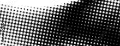 Vector bitmap wave bg. Comic dot background. Wavy dotted gradient. Pixel wave pattern. Noise effect overlay. Retro duotone texture poster. Manga anime backdrop. Grungy halftone gradation banner