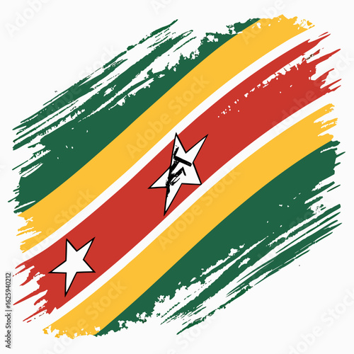 Grunge style flag of sao tome and principe with brush strokes and stars