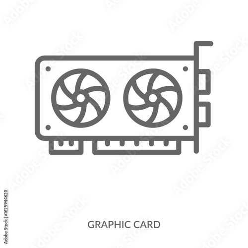 Graphic Card Icon Line Style. Design Vector Illustration