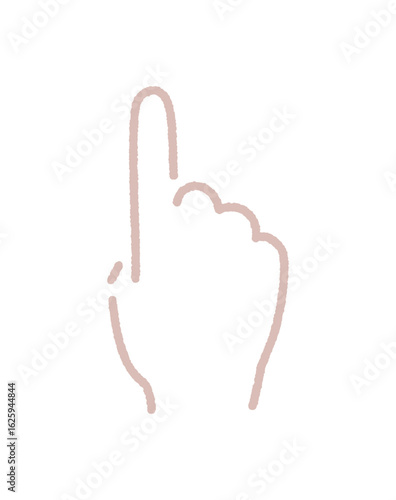 人差し指を立てるジェスチャー -  かわいいくすみカラーの手描きの指さし･タッチ･上方向のイラスト
