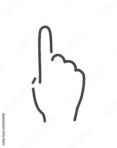 人差し指を立てるジェスチャー -  シンプルな手描きの指さし･タッチ･上方向のイメージイラスト