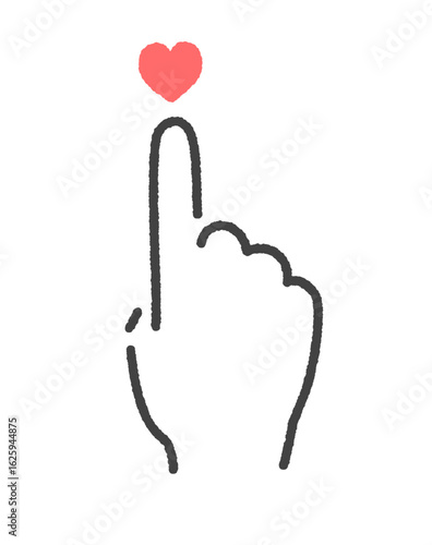 赤いハートにタッチするシンプルな人の手の手書きのイラスト - LIKE･いいねやSNSのイメージ素材