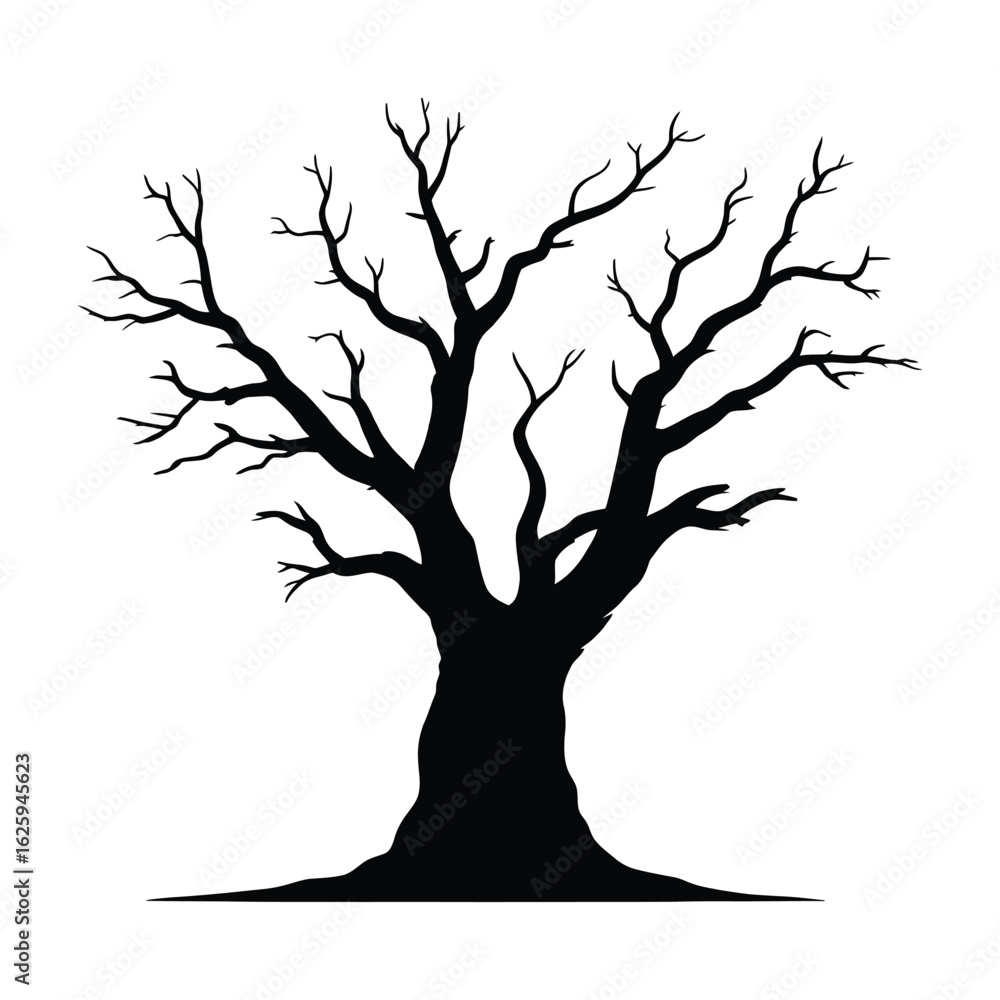 Fototapeta premium Set of Hollow Trunk Tree Silhouette, Vector, Illustration, Outline, Line Art, Icon, White Background.