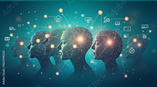 Artificial Intelligence Human Heads Network Data Connection Technology Brain Intelligence