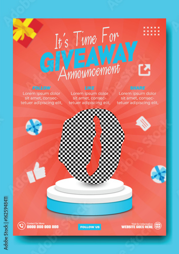 Exciting giveaway announcement featuring a smartwatch on a pedestal with festive accents