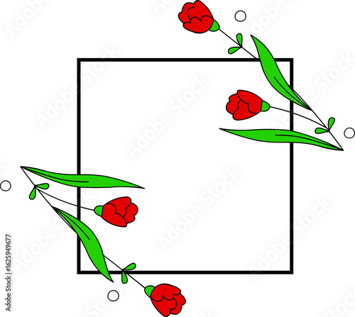 Square frame with rose flower bail
