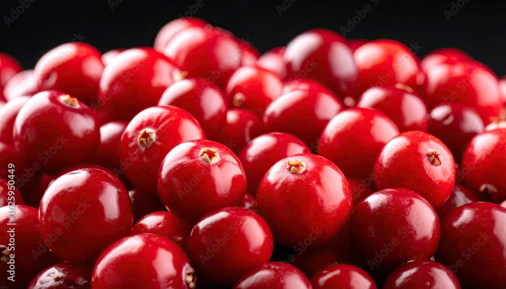 Lingonberries close-up on a black background Lingonberries close-up on a black background