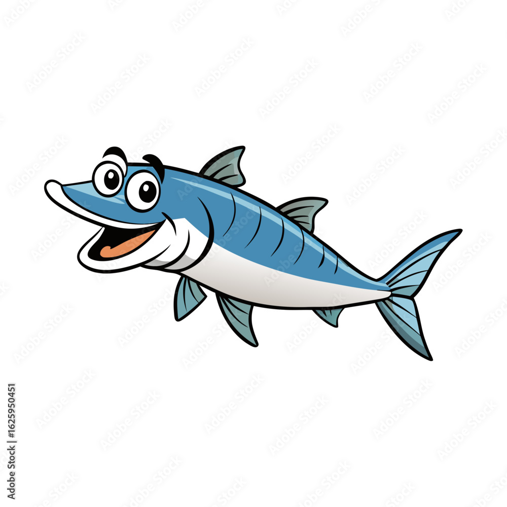 Fototapeta premium Happy Mackerel Fish Vector on White
