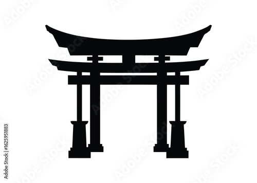 Torii gate silhouette black vector white background