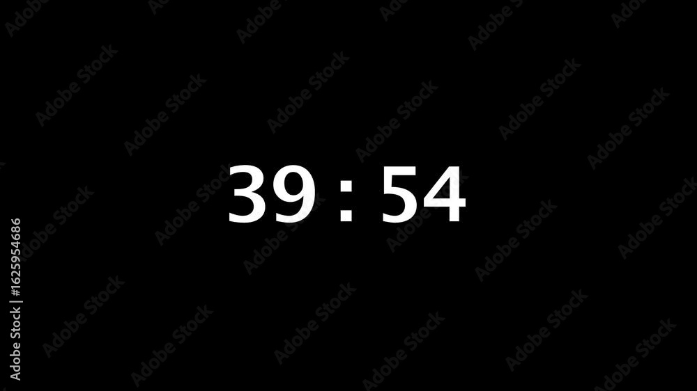 From 40 to 39 Minute Countdown Timer with White Numerals on Black Screen From 40 to 39 Minute Countdown Timer with White Numerals on Black Screen