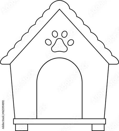 Cute doghouse coloring page. 
Dog House for Pet  outline vector isolated.
Transparent background. svg.