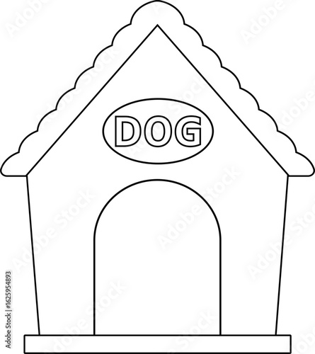 Cute doghouse coloring page. 
Dog House for Pet  outline vector isolated.
Transparent background. svg.