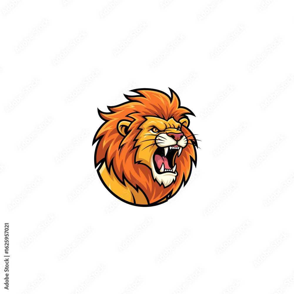 Roaring lion icon logo flat vector design Roaring lion icon logo flat vector design