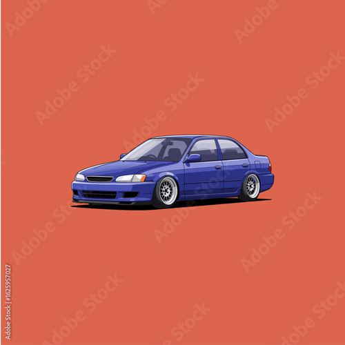 Japanese jdm car icon logo flat vector design