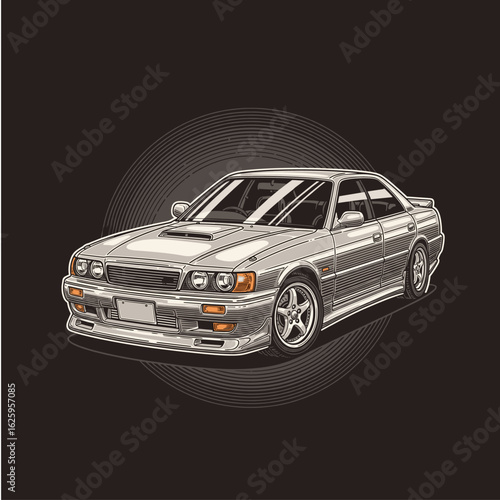 Japanese jdm car icon logo flat vector design