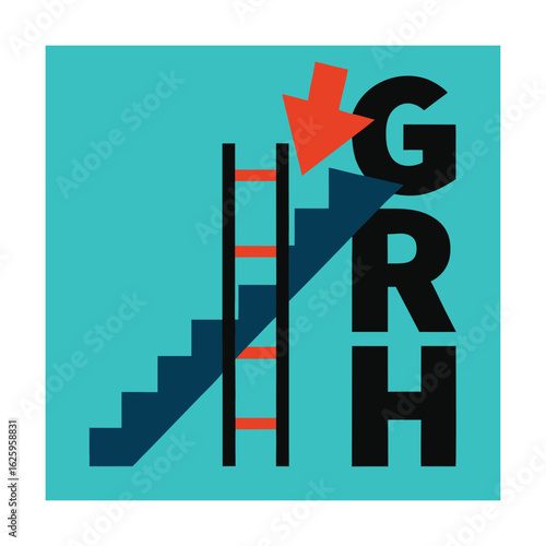 Broken ladder labeled growth during deep recession era vector art illustration