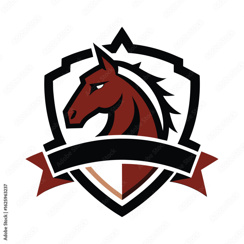 Fototapeta premium Majestic horse head centered in western style star badge vector art illustration