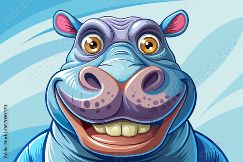 Funny hippopotamus a plush toy on a sky background