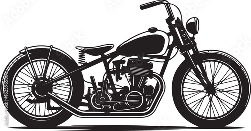 Classic chopper motorcycle silhouette, powerful vintage ride