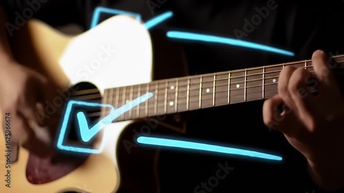 Close-up of someone playing an acoustic guitar