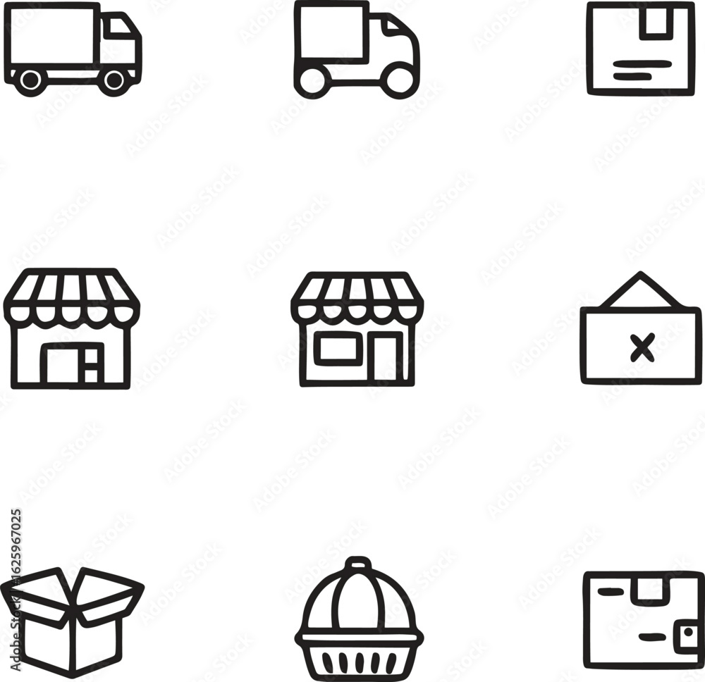 E-commerce Shopping and Delivery Icon Set E-commerce Shopping and Delivery Icon Set